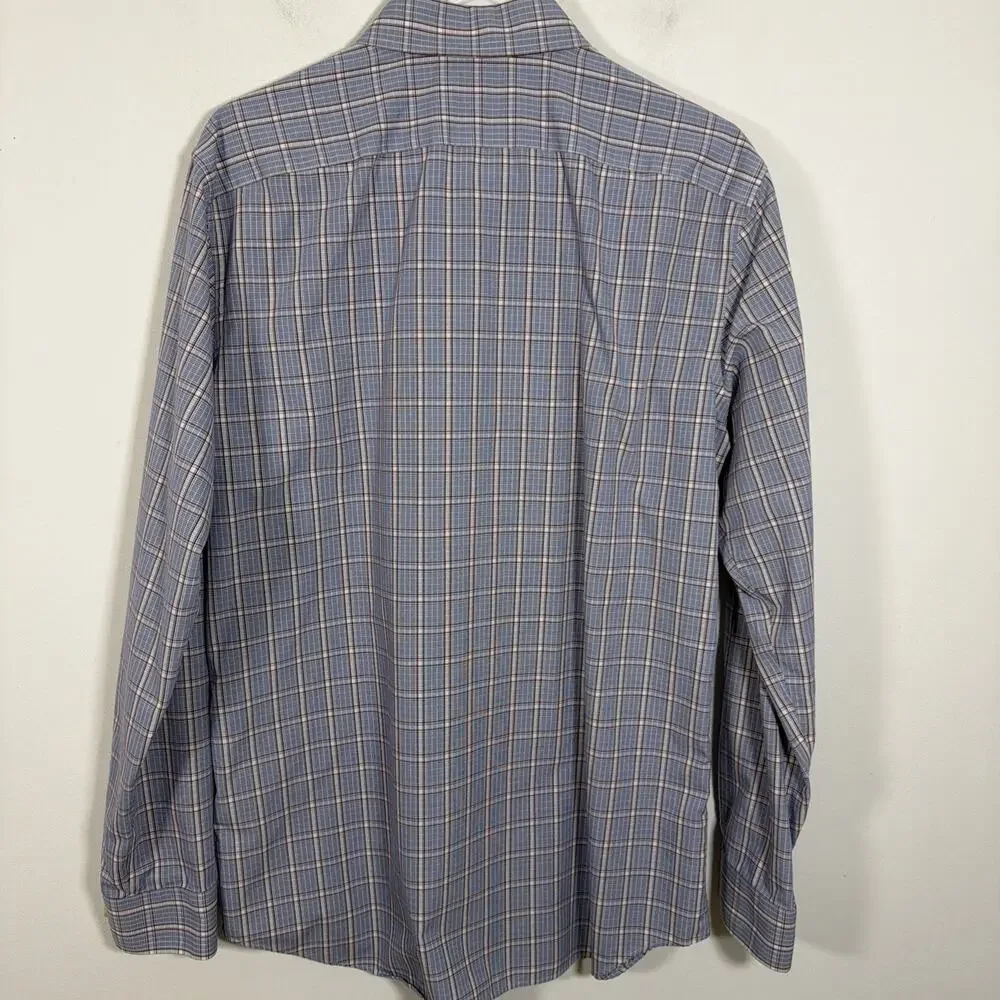 Banana Republic Non Iron Slim Fit Button‎ Up Dress Shirt Large Blue Plaid Bundle